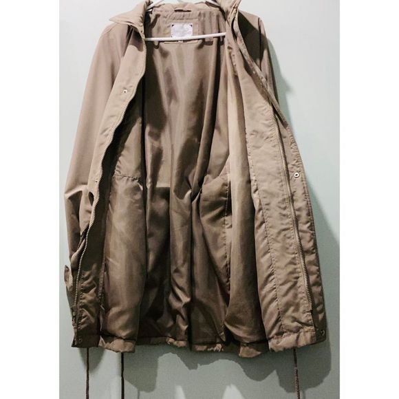 Vintage Learsi Zippered & Buttoned Cinched Waist Tan Raincoat 1X - Picture 4 of 12